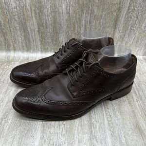 Cole Haan Grand OS Dress Shoes Mens Size 10 Brown‎ Leather Oxfords Wing Tip